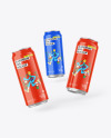 Three Cans W/ Glossy Finish Mockup