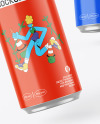 Three Cans W/ Glossy Finish Mockup