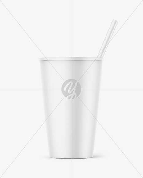 Matte Cup With Straw Mockup