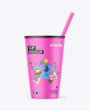 Matte Cup With Straw Mockup