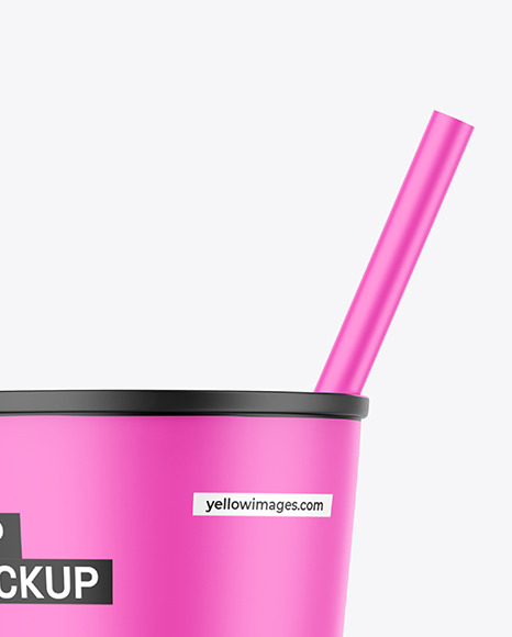 Matte Cup With Straw Mockup