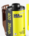 Glossy Roll Film With Box Mockup