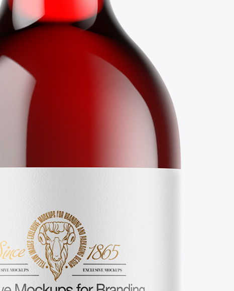 Clear Glass Red Wine Bottle Mockup