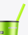 Metallic Cup With Straw Mockup