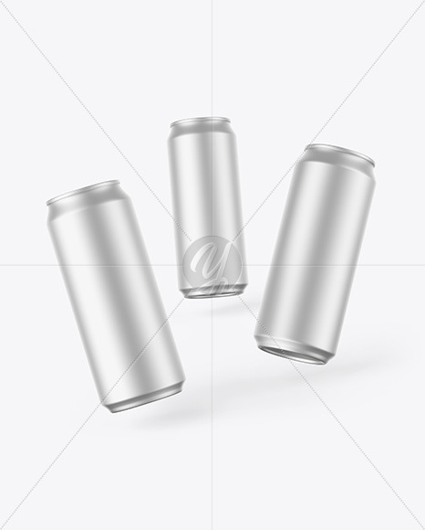 Three Matte Metallic Cans Mockup
