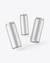 Three Matte Metallic Cans Mockup