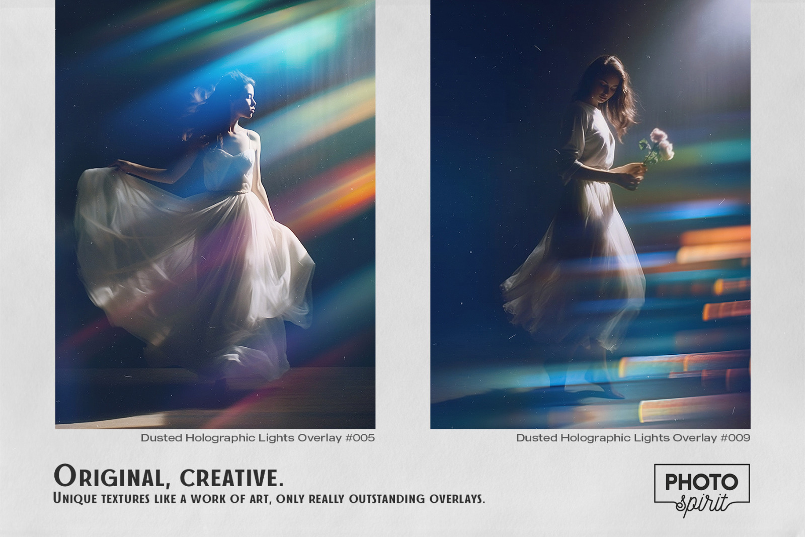 Holographic Lights Effect Overlays + Dust Textures Holographic Lights Effect Overlays + Dust Textures