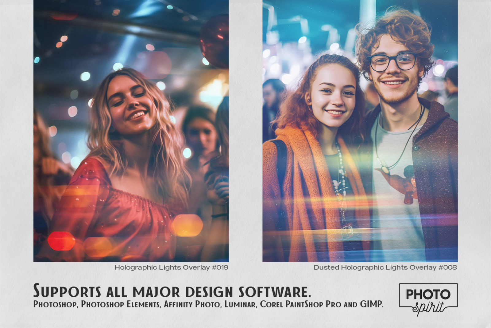 Holographic Lights Effect Overlays + Dust Textures Holographic Lights Effect Overlays + Dust Textures