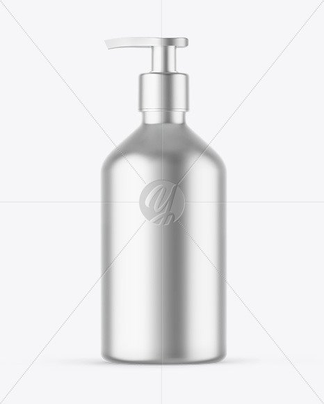 Matte Metallic Cosmetic Bottle With Pump Mockup