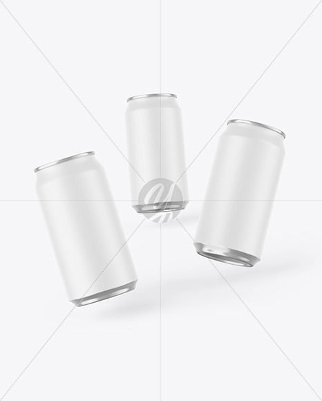 Three Cans W/ Matte Finish Mockup