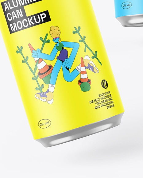 Three Cans W/ Matte Finish Mockup
