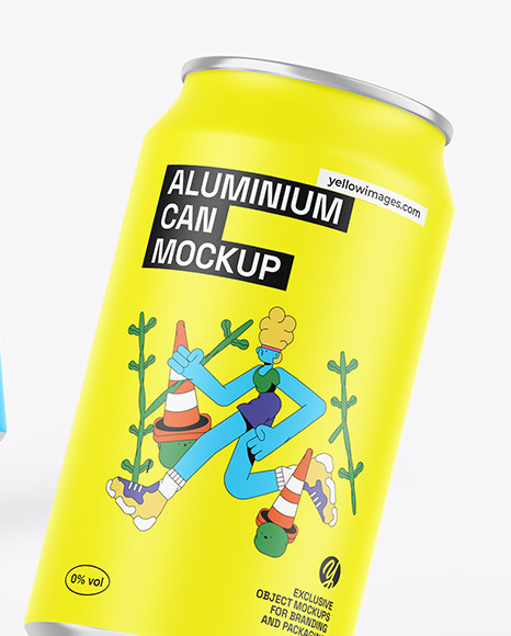 Three Cans W/ Matte Finish Mockup