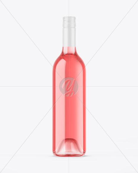 Clear Glass Pink Wine Bottle Mockup