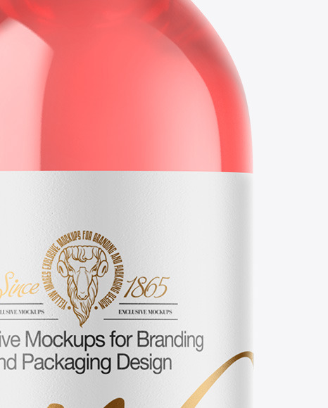 Clear Glass Pink Wine Bottle Mockup