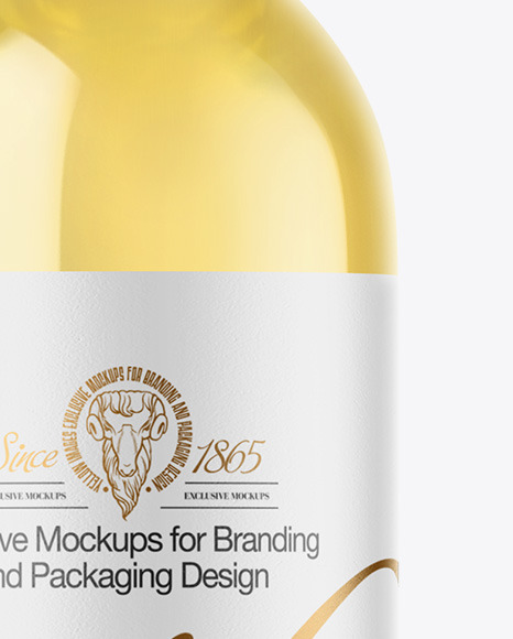 Clear Glass White Wine Bottle Mockup