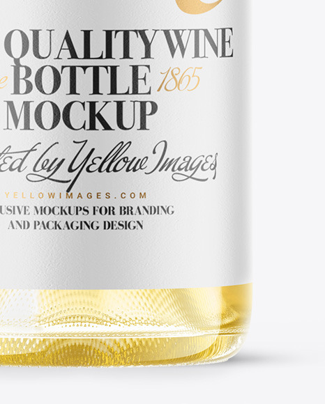 Clear Glass White Wine Bottle Mockup