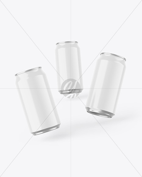 Three Cans W/ Glossy Finish Mockup