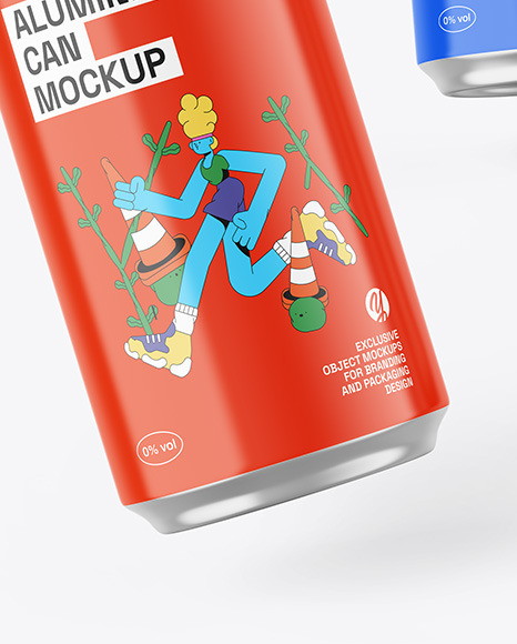 Three Cans W/ Glossy Finish Mockup