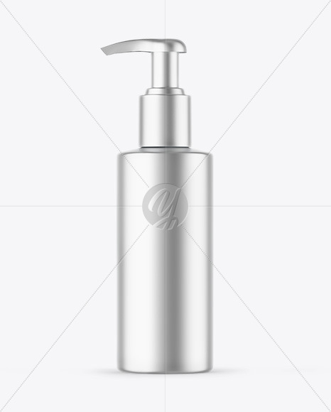 Matte Metallic Cosmetic Bottle With Pump Mockup