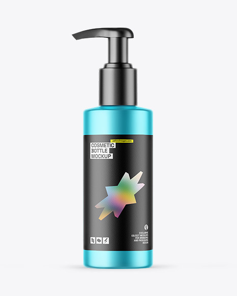 Matte Metallic Cosmetic Bottle With Pump Mockup - Matte+lotion