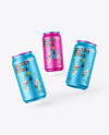 Three Matte Metallic Cans Mockup