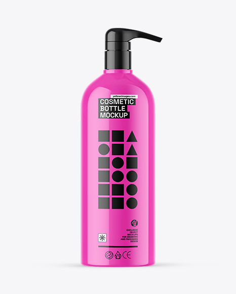 Glossy Cosmetic Bottle With Pump Mockup