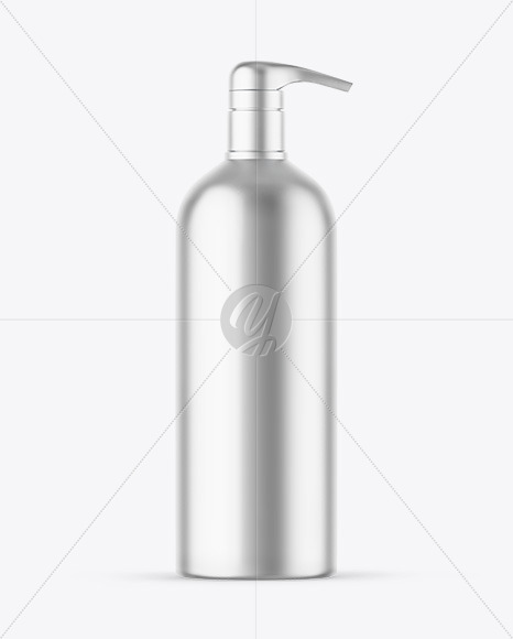 Matte Metallic Cosmetic Bottle With Pump Mockup