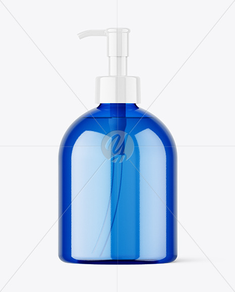 Blue Plastic Bottle w/ Pump Mockup Blue Plastic Bottle w/ Pump Mockup