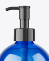 Blue Plastic Bottle w/ Pump Mockup Blue Plastic Bottle w/ Pump Mockup