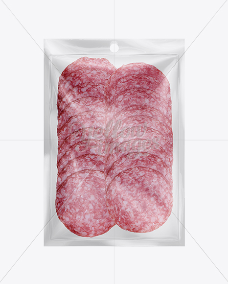 Plastic Vacuum Bag W/ Sliced Classic Salami Mockup - Free Download