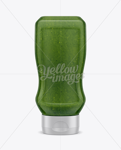 Plastic Tottle Bottle W/ Pesto Sauce Mockup