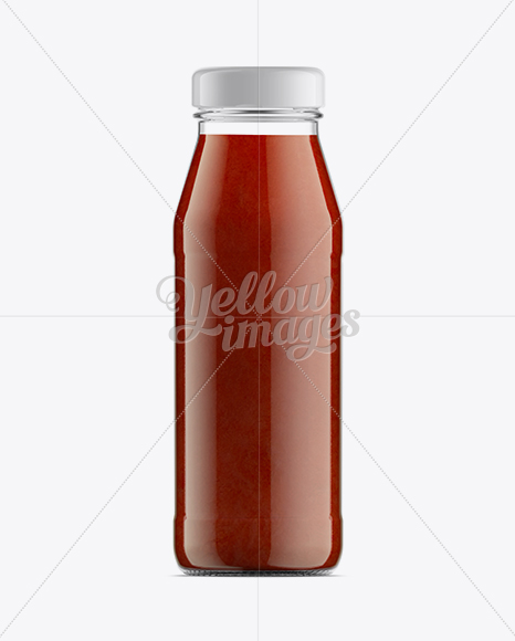 Clear Glass Bottle W/ Tomato Juice Mock-Up