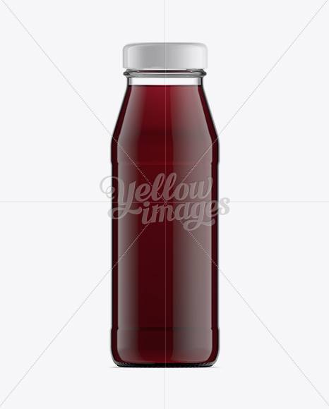 Clear Glass Bottle W/ Cherry Juice Mock-up