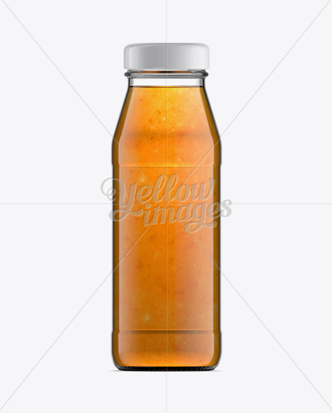 Clear Bottle W/ Orange Smoothie Mockup