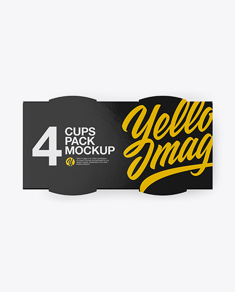 4 Cups Pack Mockup - Half Side (High-Angle Shot) & Top Views - Free