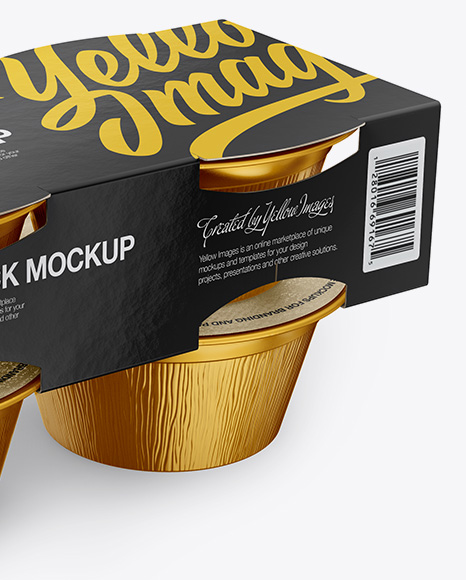 4 Cups Pack Mockup - Half Side (High-Angle Shot) & Top Views - Free