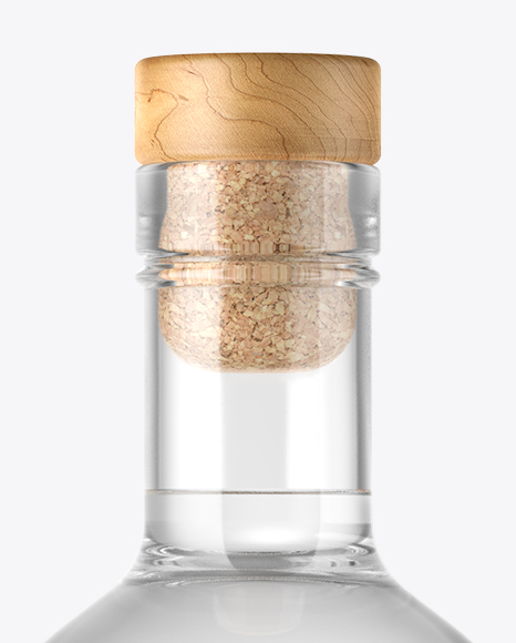 Vodka Bottle with Wooden Cap Mockup