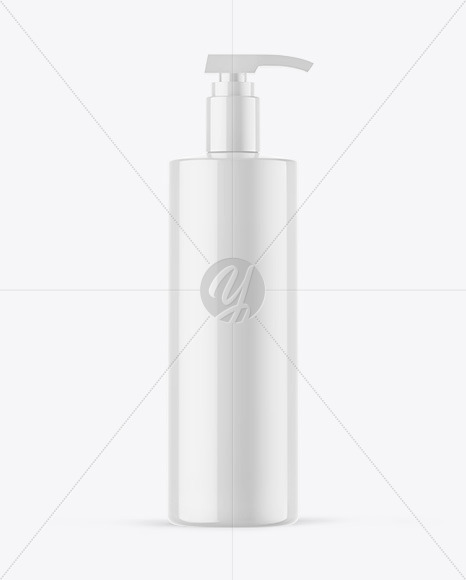 Glossy Cosmetic Bottle With Pump Mockup Glossy Cosmetic Bottle With Pump Mockup