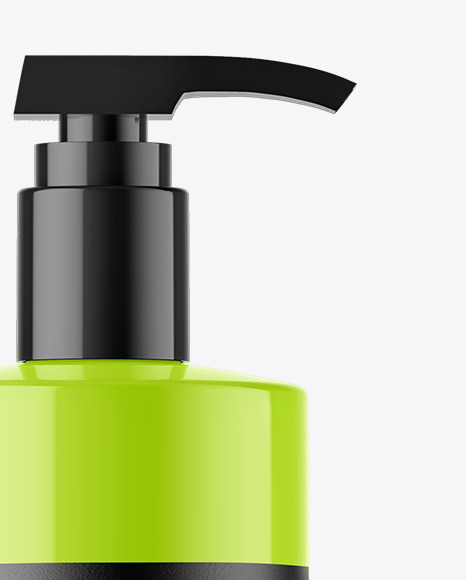 Glossy Cosmetic Bottle With Pump Mockup Glossy Cosmetic Bottle With Pump Mockup