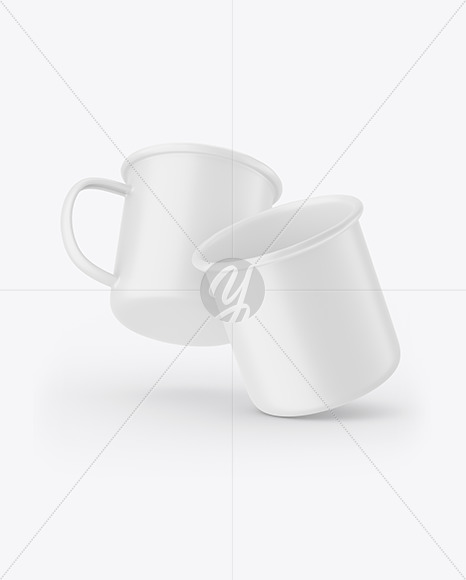 Two Matte Enamel Cups Mockup