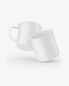 Two Matte Enamel Cups Mockup