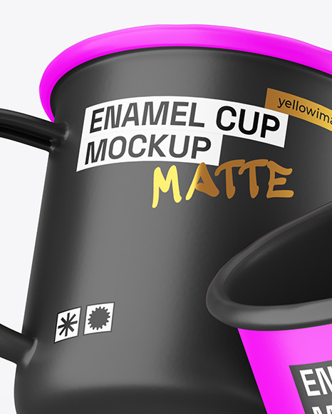 Two Matte Enamel Cups Mockup