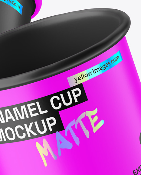 Two Matte Enamel Cups Mockup