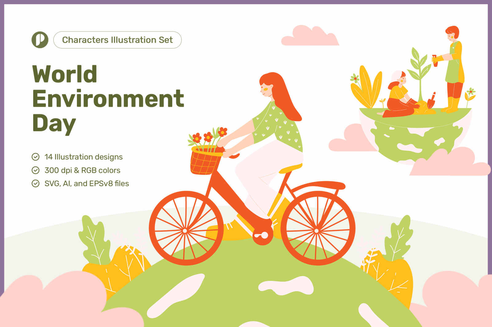 World Environment Day Characters Illustration Set World Environment Day Characters Illustration Set