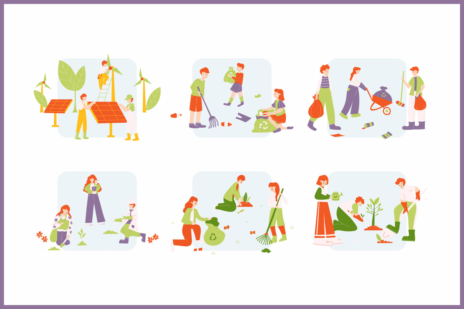 World Environment Day Characters Illustration Set World Environment Day Characters Illustration Set