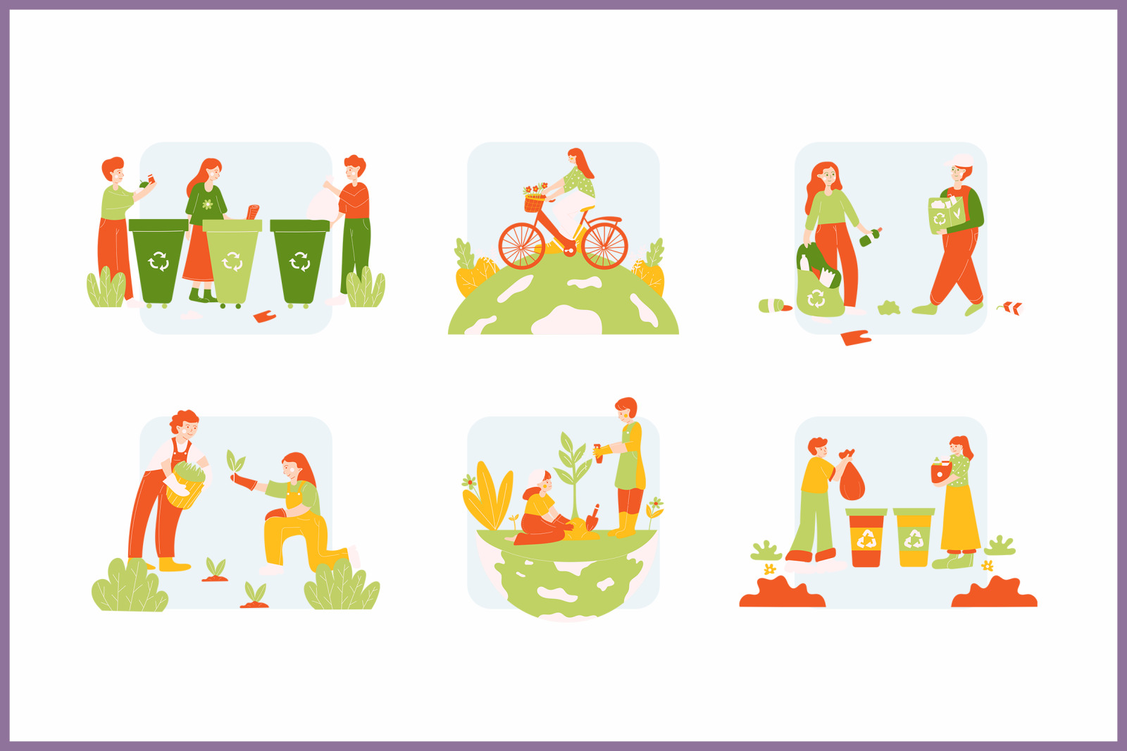 World Environment Day Characters Illustration Set World Environment Day Characters Illustration Set