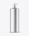 Metallic Cosmetic Bottle With Pump Mockup