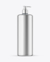 Metallic Cosmetic Bottle With Pump Mockup