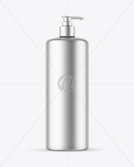 Matte Metallic Cosmetic Bottle With Pump Mockup