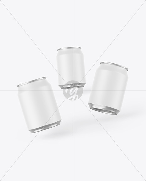 Three Cans W/ Matte Finish Mockup